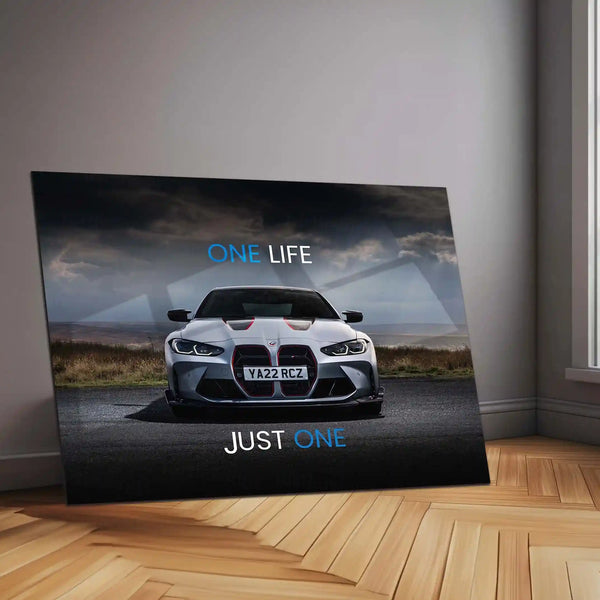 One Life. Just One. – BMW M4 CSL Metal Frame | High-Performance Car Wall Art