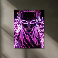 One Piece – Doflamingo Smirk Glow Neon LED Metal Poster | Anime Villain Wall Frame