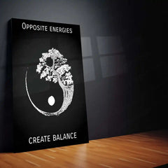 Opposite Energies Create Balance Metal Poster | Yin Yang Inspirational Wall Frame