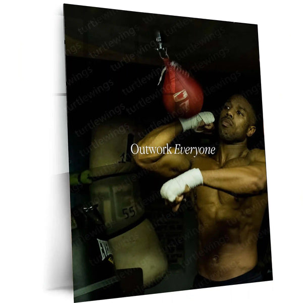 Outwork Everyone – Michael B. Jordan Boxing Motivation Metal Poster | Creed-Inspired Hustle Wall Art
