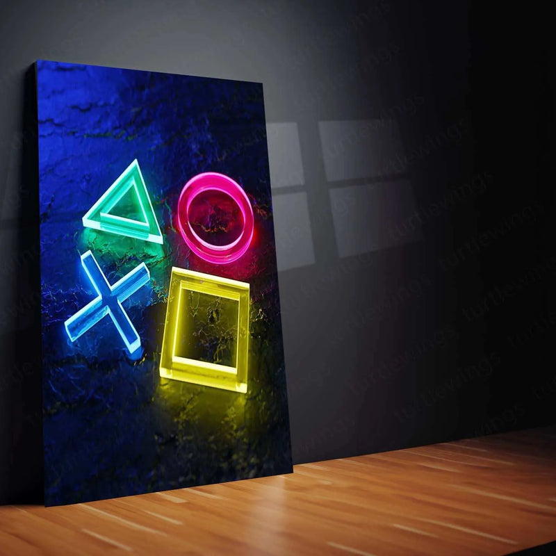 PlayStation Symbol Metal Poster | PS Logo Wall Art | Gamer Room Decor - TURTLEWINGS