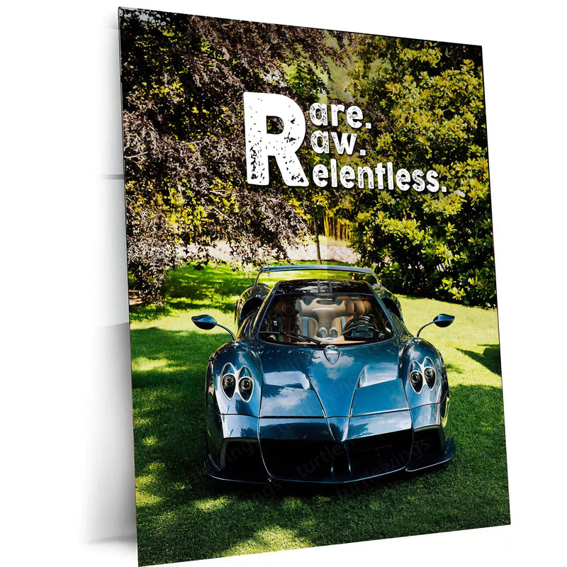 Cars Metal Poster | Pagani Huayra – Rare. Raw. Relentless. Metal Poster | Hypercar Wall Frame