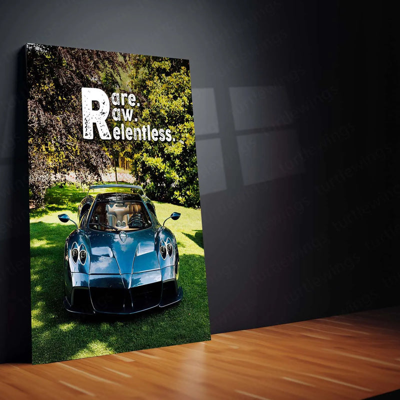 Cars Metal Poster | Pagani Huayra – Rare. Raw. Relentless. Metal Poster | Hypercar Wall Frame
