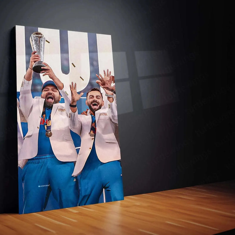 Indian Team โ Champions Trophy 2025 Winner Metal Poster ๐๐ฎ๐ณ 3 - TURTLEWINGS