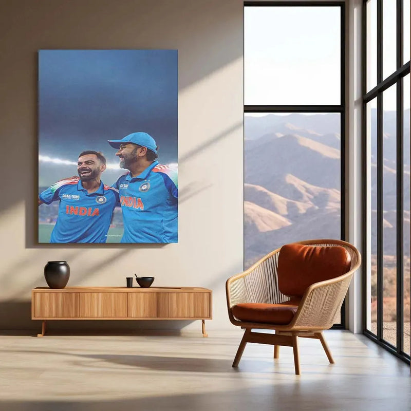 Virat Kohli and Rohit Sharma | Indian Team Champions Trophy 2025 Winner | Metal Poster - TURTLEWINGS