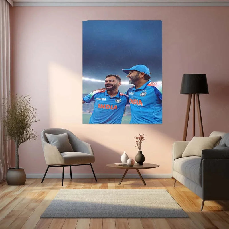 Virat Kohli and Rohit Sharma | Indian Team Champions Trophy 2025 Winner | Metal Poster - TURTLEWINGS