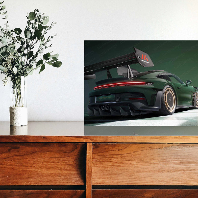 2025 Porsche 911 GT3 RS with Manthey Kit Neon LED Metal Frame â Ultimate Sports Car Wall Art - TURTLEWINGS