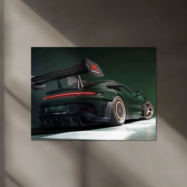 2025 Porsche 911 GT3 RS with Manthey Kit Neon LED Metal Frame â Ultimate Sports Car Wall Art - TURTLEWINGS