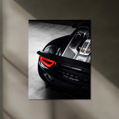 Porsche 918 Spyder – Hybrid Hypercar Rear Engine Neon LED Metal Poster | Luxury Supercar Wall Frame