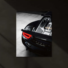 Porsche 918 Spyder – Hybrid Hypercar Rear Engine Neon LED Metal Poster | Luxury Supercar Wall Frame