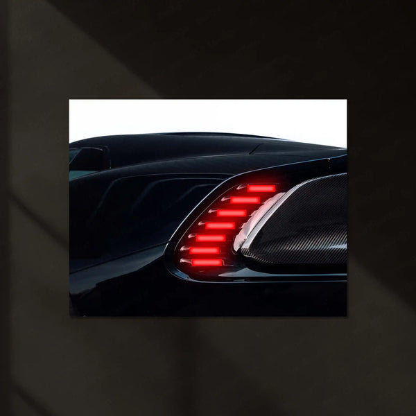 Porsche 918 Spyder Rear Light – Hypercar Detail Edition Neon LED Metal Poster | Porsche Collector Wall Frame