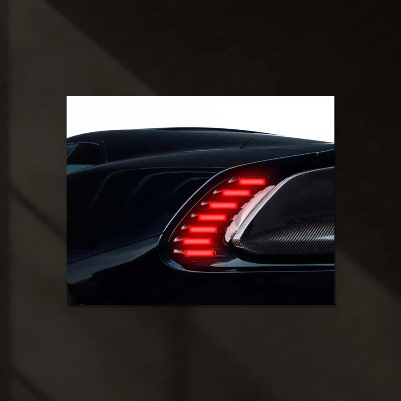 Porsche 918 Spyder Rear Light – Hypercar Detail Edition Neon LED Metal Poster | Porsche Collector Wall Frame