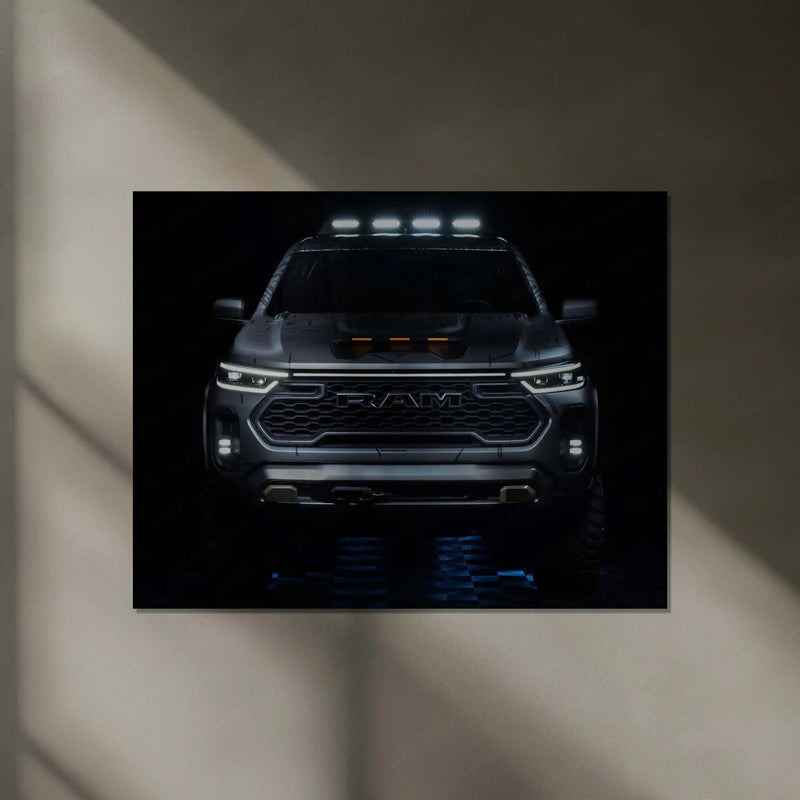 RAM Dakota Beast Mode – Rugged Pickup Truck Neon LED Metal Poster | Off-Road Power Wall Frame