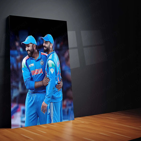 Cricket Metal Poster | RO-KO Metal Poster – Rohit Sharma & Virat Kohli Wall Art | Team India Cricket Duo - TURTLEWINGS