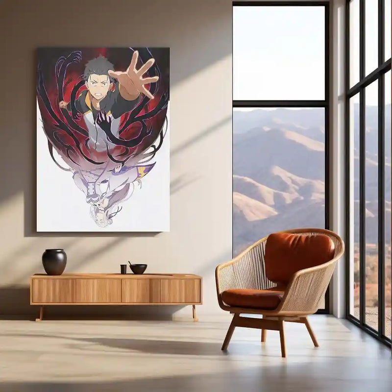 Anime Metal Poster | Re:Zero – Subaru & Emilia Dark Fate Metal Poster | Anime Fantasy Wall Frame