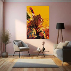 Rengoku’s Flame Resolve – Demon Slayer Tribute Metal Poster | Flame Hashira Wall Frame