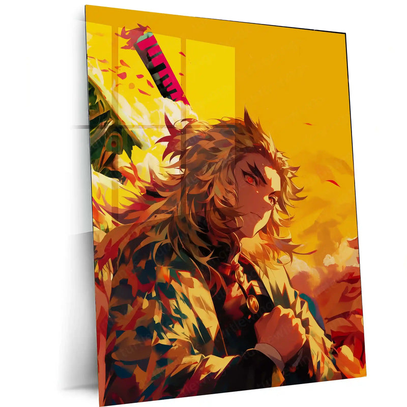 Rengoku’s Flame Resolve – Demon Slayer Tribute Metal Poster | Flame Hashira Wall Frame