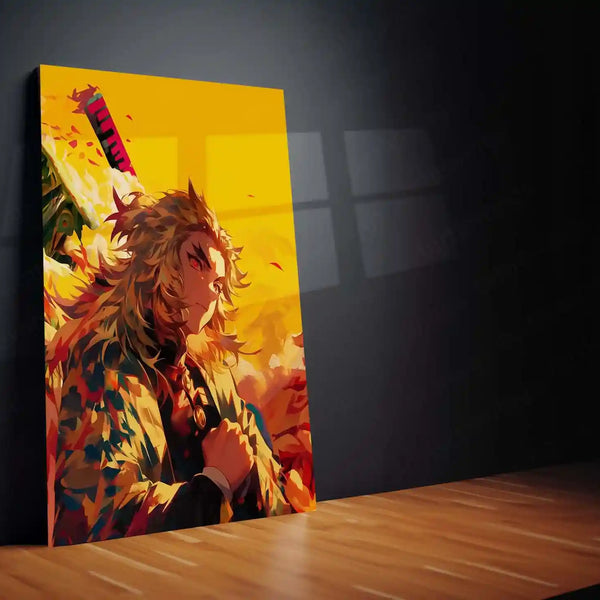Rengoku’s Flame Resolve – Demon Slayer Tribute Metal Poster | Flame Hashira Wall Frame