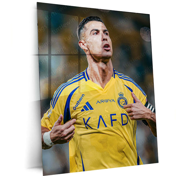 Cristiano Ronaldo Metal Frame | Football Legend Wall Art | CR7 Poster 02 - TURTLEWINGS