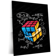 Rubik’s Cube with Math Equations – Colorful Educational Puzzle Metal Frame | Brainy Wall Art for STEM & Study Rooms