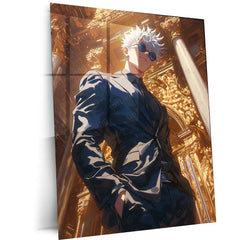 Satoru Gojo Suit Metal Poster – Jujutsu Kaisen Anime Wall Art | Stylish Gojo Decor - TURTLEWINGS