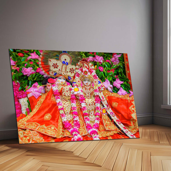 Shri Ji Shringaar – Radha Keli Kunj Spiritual Metal Frame | Divine Wall Art 02 - TURTLEWINGS