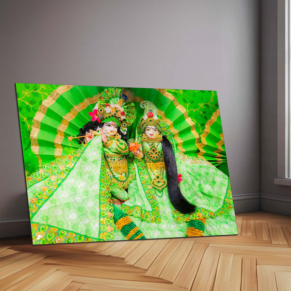 Shri Ji Shringaar – Radha Keli Kunj Spiritual Metal Frame | Divine Wall Art 05 - TURTLEWINGS