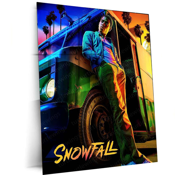 Snowfall Neon Nights – Urban Crime Drama Metal Poster | Gritty Retro Wall Frame