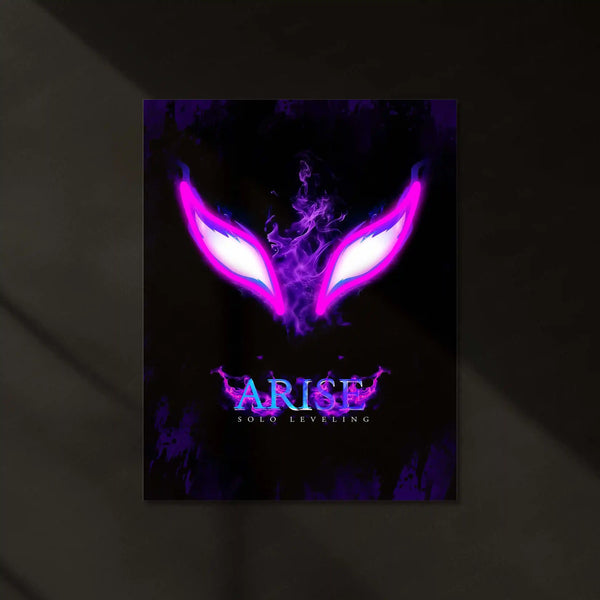 Solo Leveling Arise – Neon Eyes Anime Neon LED Metal Poster | Shadow Monarch Wall Frame