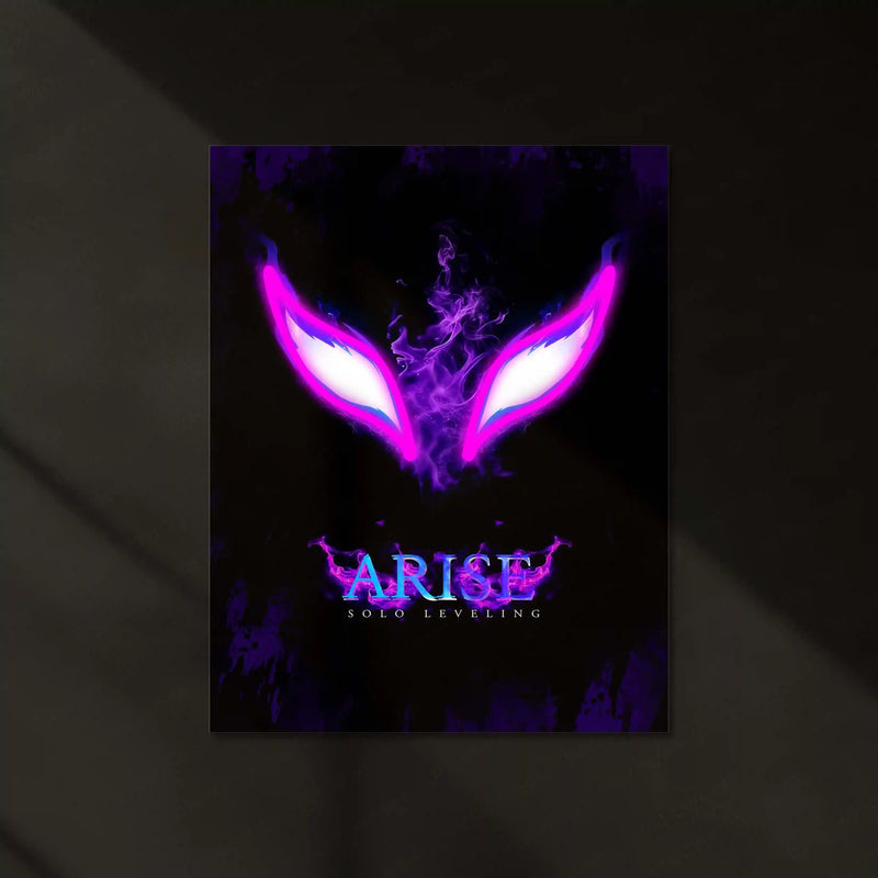 Solo Leveling Arise – Neon Eyes Anime Neon LED Metal Poster | Shadow Monarch Wall Frame