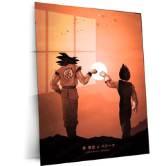 Anime Metal Poster | Son Goku × Vegeta – Dragon Ball Metal Poster | Saiyan Duo Wall Frame