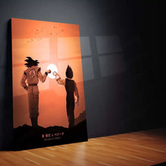 Anime Metal Poster | Son Goku × Vegeta – Dragon Ball Metal Poster | Saiyan Duo Wall Frame