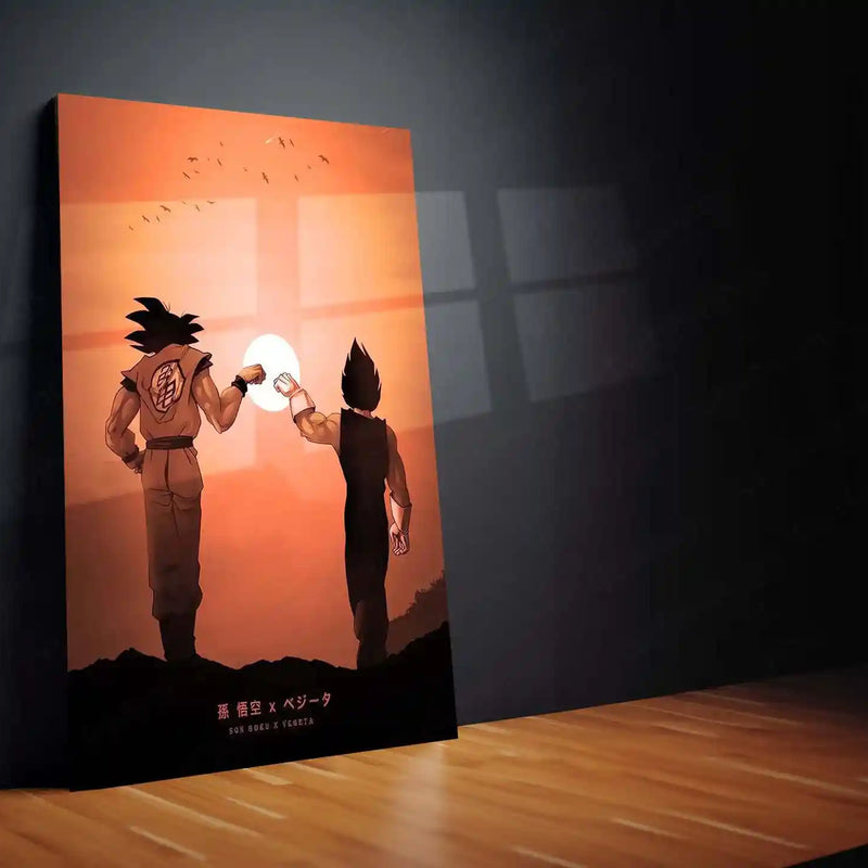 Anime Metal Poster | Son Goku × Vegeta – Dragon Ball Metal Poster | Saiyan Duo Wall Frame