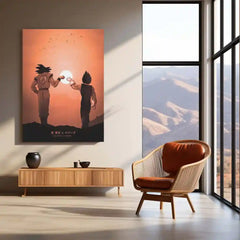 Anime Metal Poster | Son Goku × Vegeta – Dragon Ball Metal Poster | Saiyan Duo Wall Frame