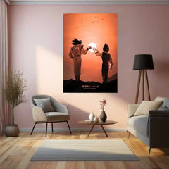 Anime Metal Poster | Son Goku × Vegeta – Dragon Ball Metal Poster | Saiyan Duo Wall Frame