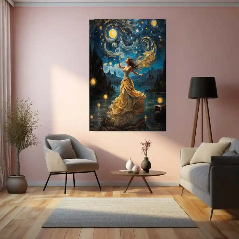 Starry Night Art – Aesthetic Metal Frame Wall Décor | Inspired by Van Gogh - TURTLEWINGS
