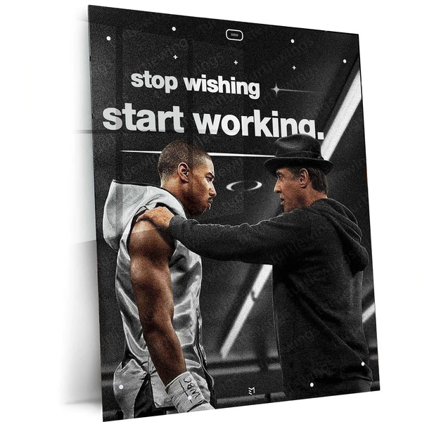 Start Working – Motivational Minimalist Metal Frame | Productivity Quote Wall Art