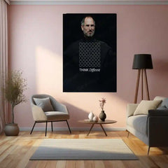 Steve Jobs Think Different Metal Frame | Minimalist Inspirational Poster | Apple Innovation Wall Art
