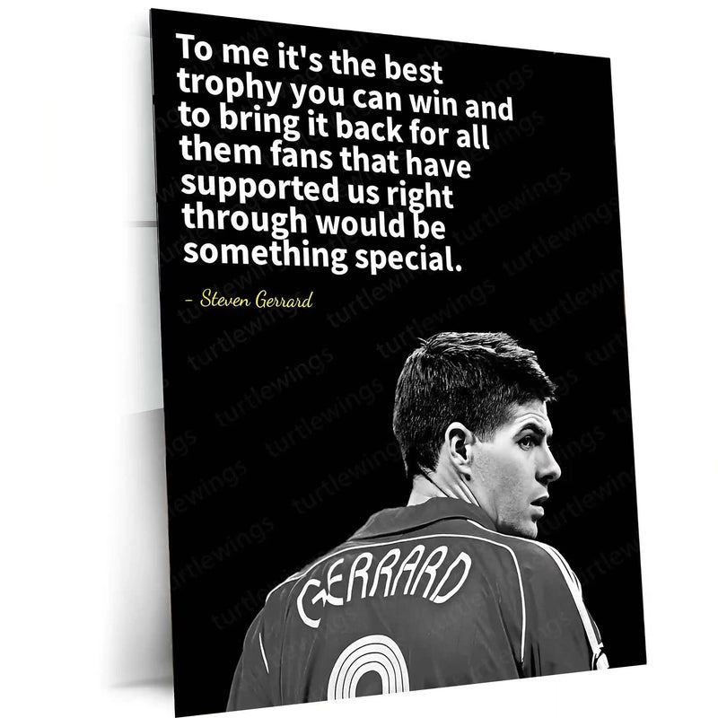 Quote Metal Poster | Steven Gerrard – Inspirational Football Quote Metal Poster | Soccer Legend Wall Frame