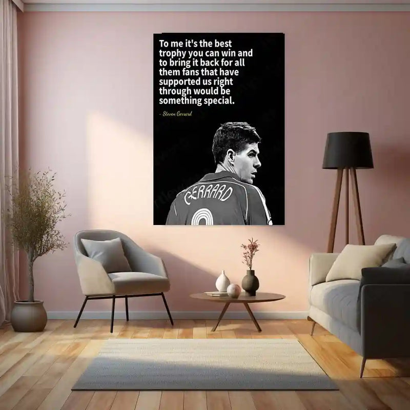 Quote Metal Poster | Steven Gerrard – Inspirational Football Quote Metal Poster | Soccer Legend Wall Frame