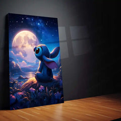 Dreamy Stitch – Cute Aesthetic Metal Poster | Disney-Inspired Wall Frame (Design 2)