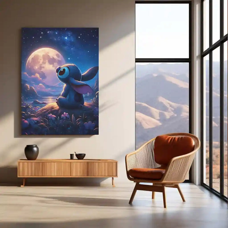 Dreamy Stitch – Cute Aesthetic Metal Poster | Disney-Inspired Wall Frame (Design 2)