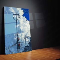 Style City Light Pole – Urban Aesthetic Metal Poster | Street Photography x Minimal Mood Wall Art