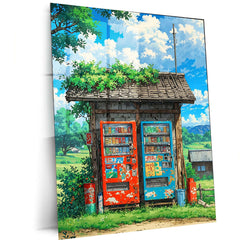 Japanese Vending Machines – Night Street Style Metal Poster | Tokyo Core x Vaporwave Wall Art