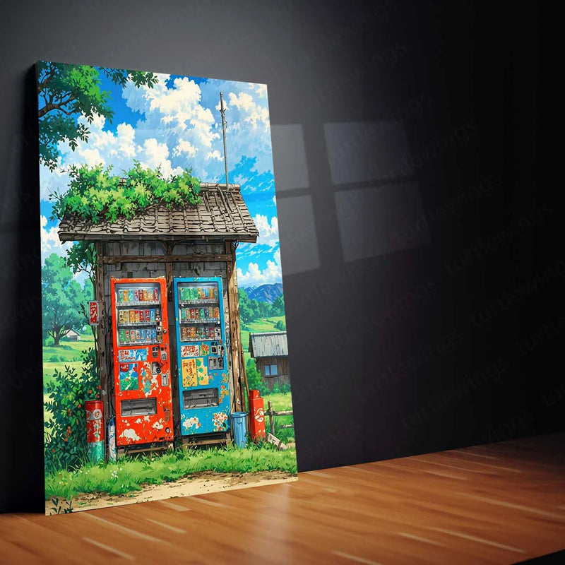 Japanese Vending Machines – Night Street Style Metal Poster | Tokyo Core x Vaporwave Wall Art