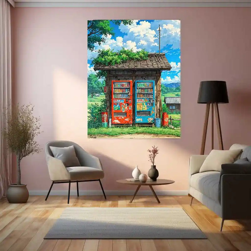 Japanese Vending Machines – Night Street Style Metal Poster | Tokyo Core x Vaporwave Wall Art