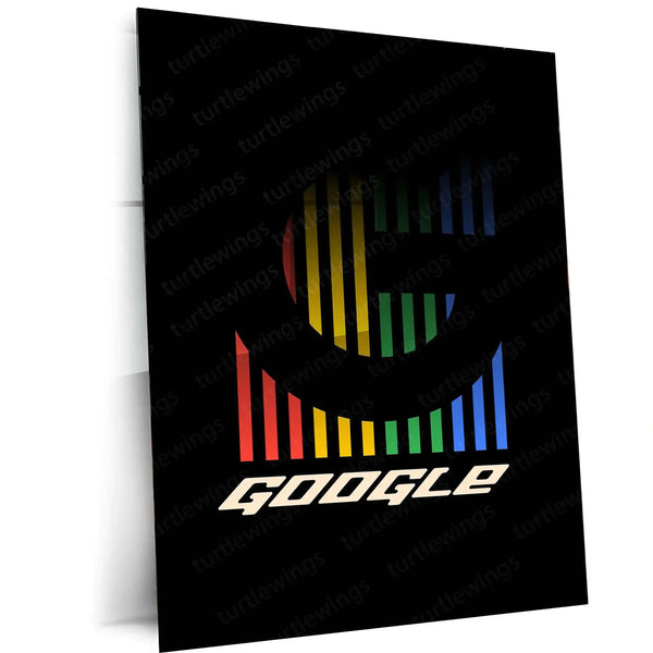 Stylized Google Logo with Bars – Tech Minimalism Metal Poster | Digital Culture x Color Bar Wall Art