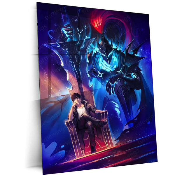 Sung Jin-Woo & Igris – Solo Leveling Metal Poster | Shadow Monarch & Knight Wall Frame