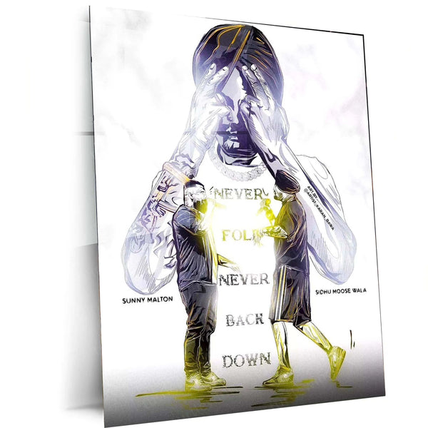 Sunny Malton x Sidhu Moosewala Metal Poster – A Tribute to Punjabi Hip-Hop Legends - TURTLEWINGS