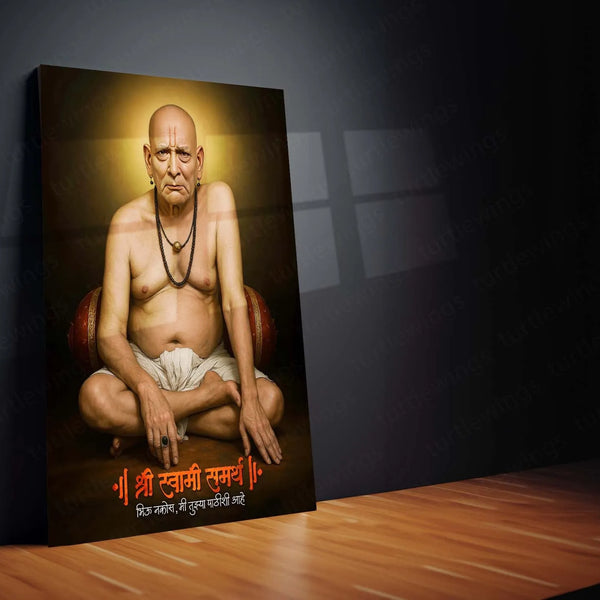 Spiritual Metal Poster | 🙏 Shree Swami Samarth Metal Poster | Akkalkot Maharaj Wall Art | Spiritual Decor for Devotees - TURTLEWINGS
